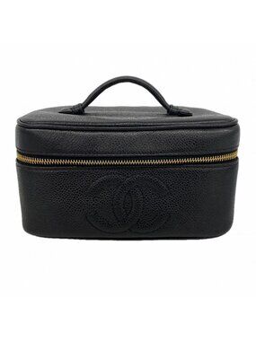 Chanel Vanity Bag Caviar Leather Black Gold